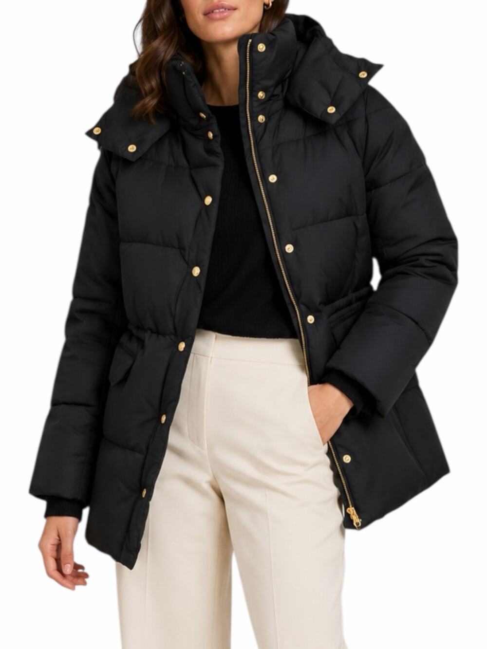 J. Crew New Chateau Puffer Coat Water Resistant Black Size M